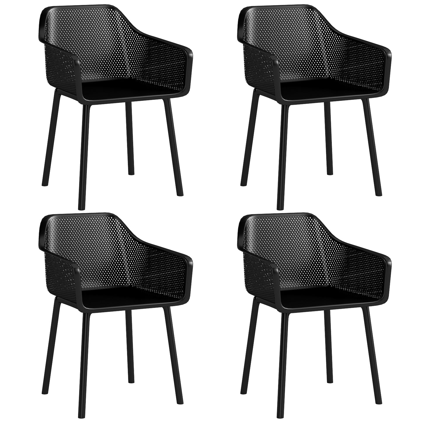 Giantex 4-Piece Modern Plastic Dining Chairs Set, Accent Side Chairs w/Wide Seat, Indoor Armchairs