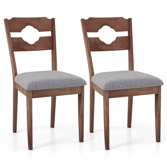Giantex Set of 2 Dining Chairs, Armless Upholstered Dining Room Chairs, Rustic Kitchen Side Chairs