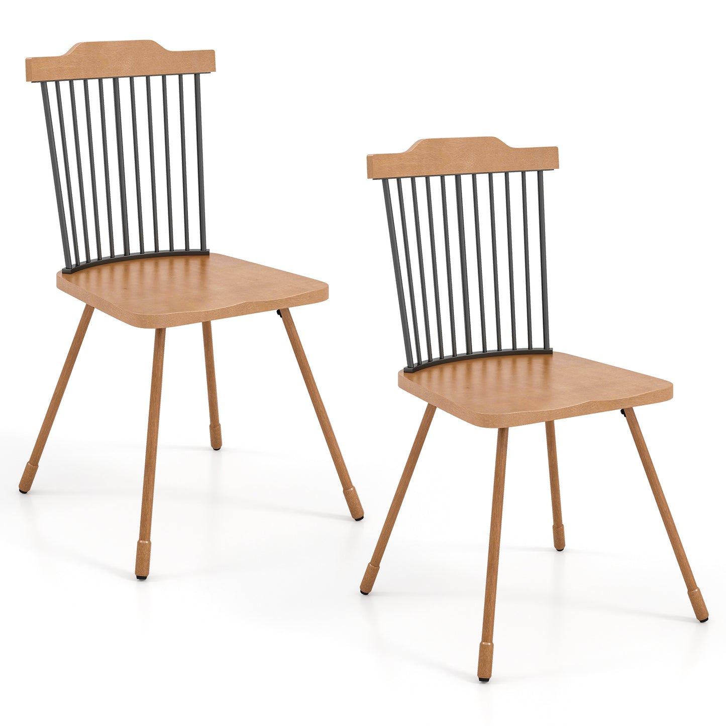 Giantex Windsor Dining Chairs Set of 2, Armless Chairs w/Contoured Seating