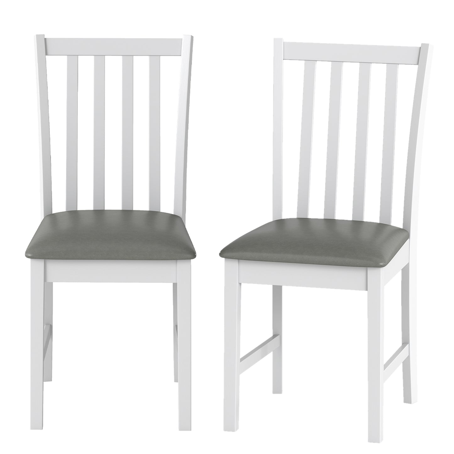 Giantex Wooden Dining Chairs Set of 2, Armless Chairs w/Faux Leather Upholstery, White
