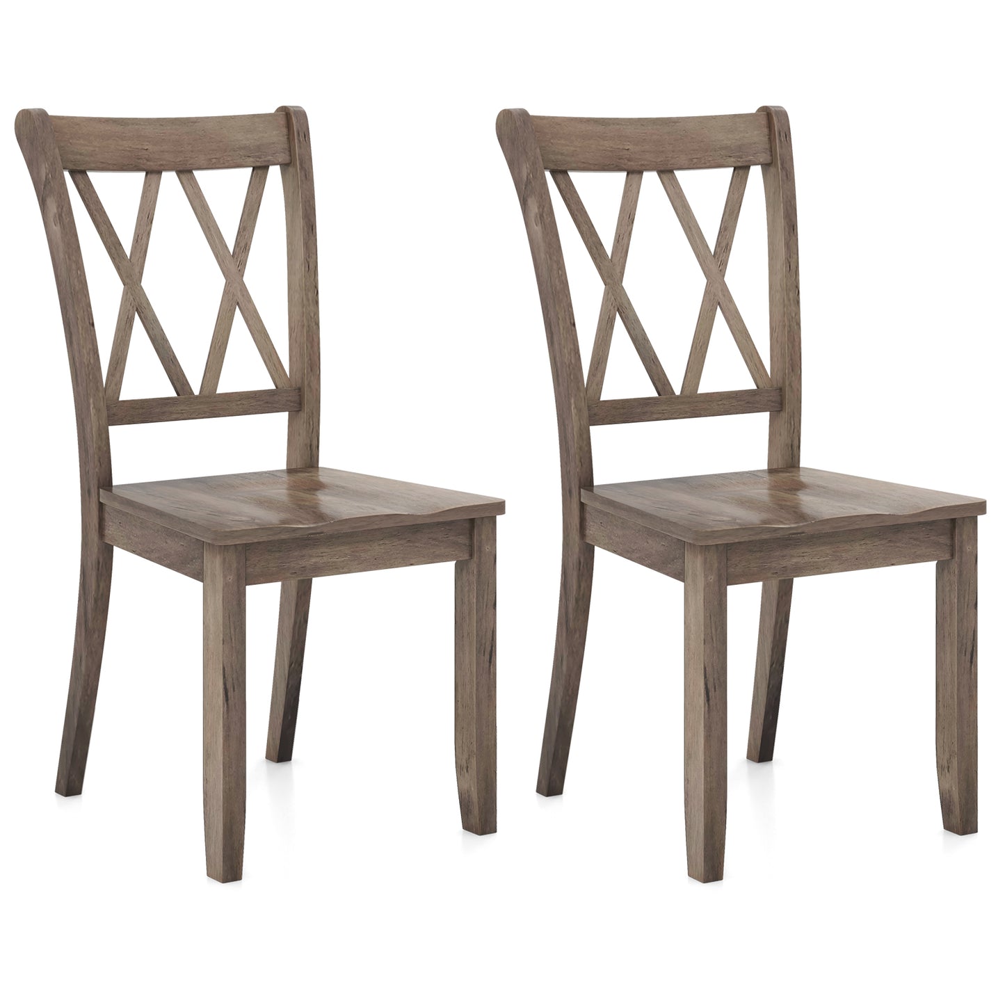 Giantex Wooden Dining Chairs Set of 2, Solid Rubber Wood Frame Armless Chair for Home, Brown
