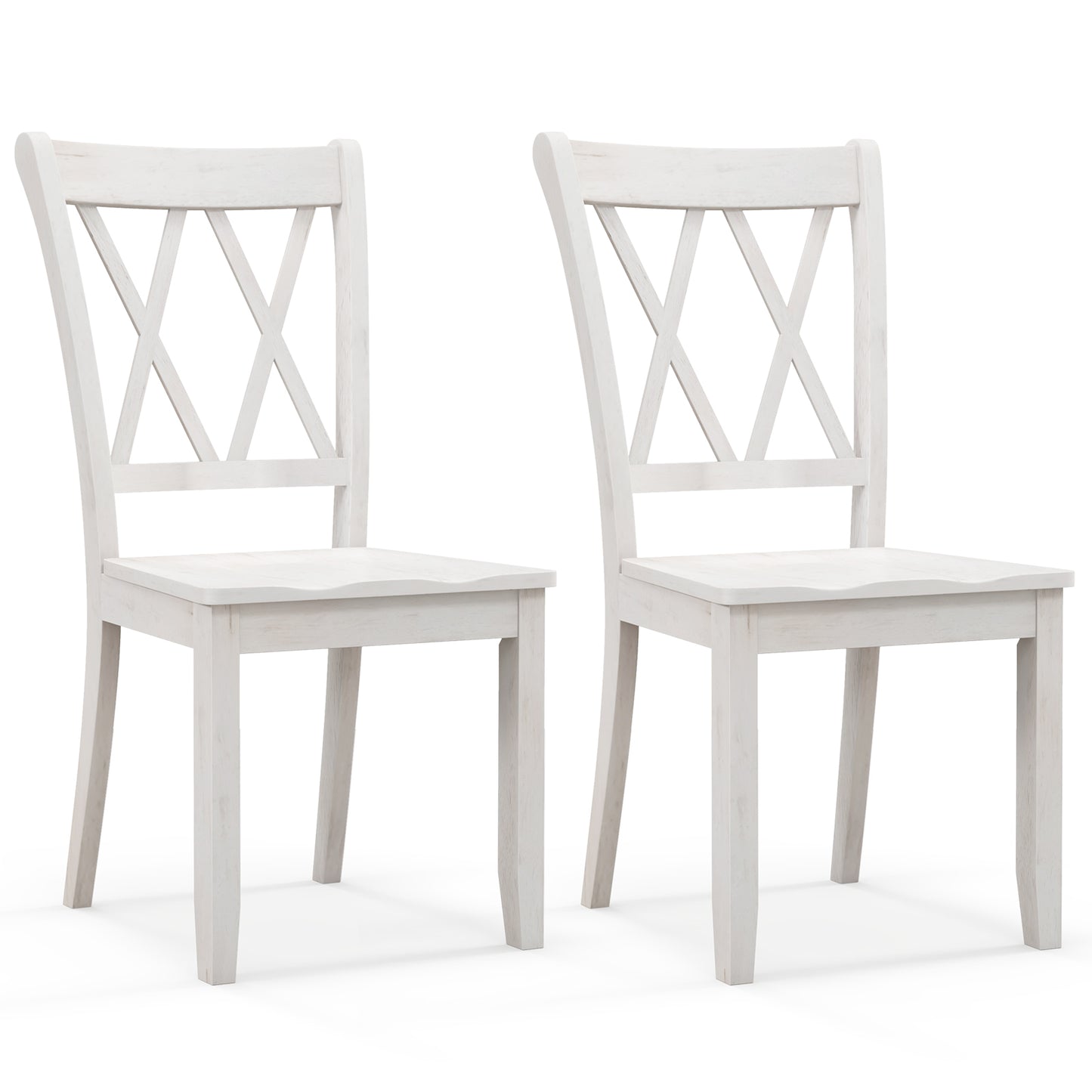 Giantex Wooden Dining Chairs Set of 2, Solid Rubber Wood Frame Armless Chair for Home, White