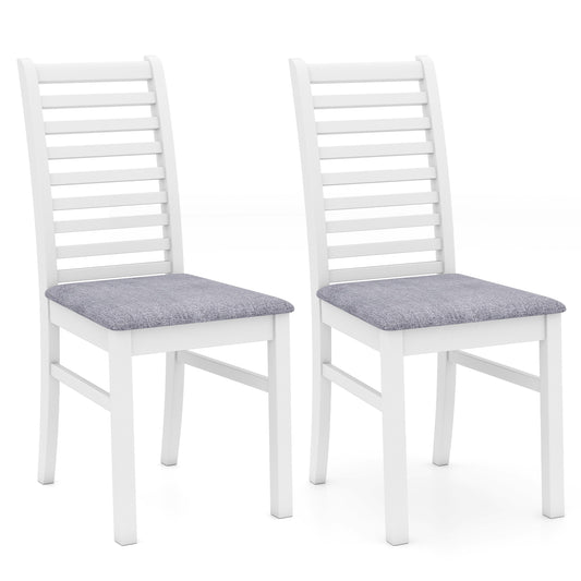 Giantex 2-Piece Wooden Dining Chair Set, Mid-Century Modern Chairs w/ Padded Seat High Curved Back, White