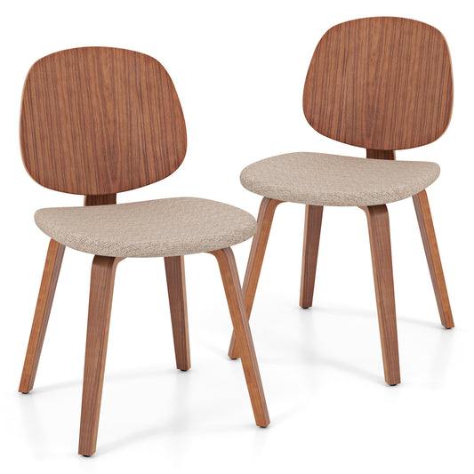 Giantex Wooden Dining Chair Set of 2, Mid-Century Modern Armless Kitchen Chairs  w/Cushioned Seat