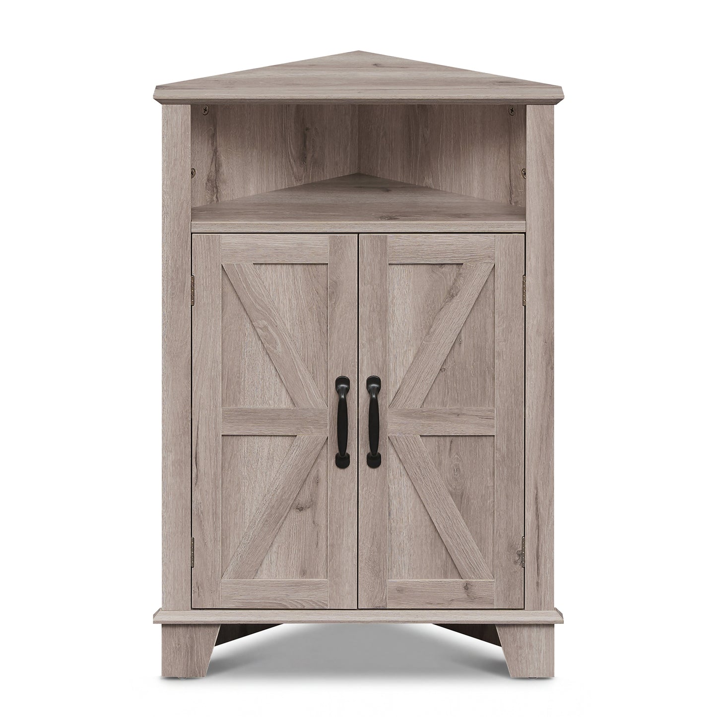 Giantex Corner Storage Cabinet, 2-Door Sideboard Organizer, Space-Saving Corner Shelf, Gray