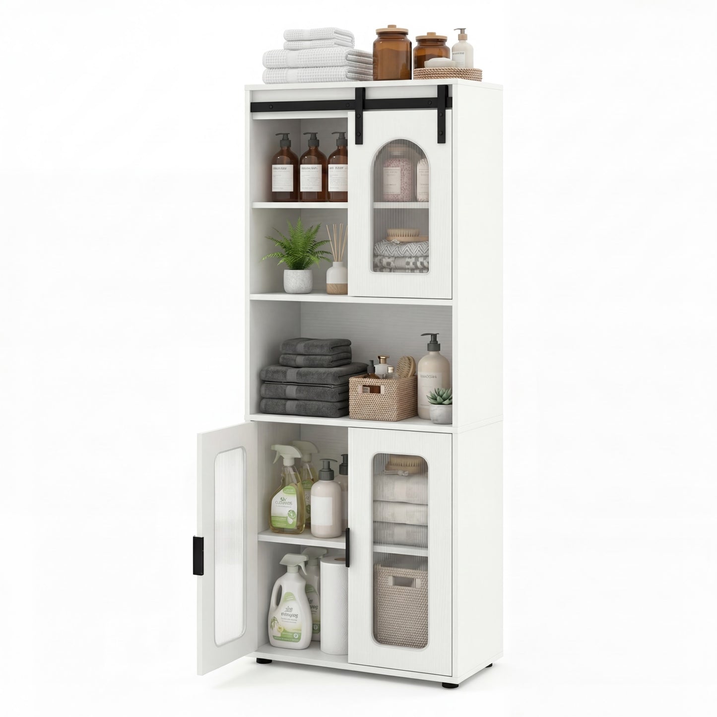 Giantex athroom Floor Cabinet, Freestanding Linen Storage Organizer , Pantry Cabinet, White