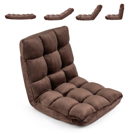 Giantex Adjustable Floor Chair, 14-Position Gaming Lounge Chair, Cushioned Lazy Sofa, Coffee