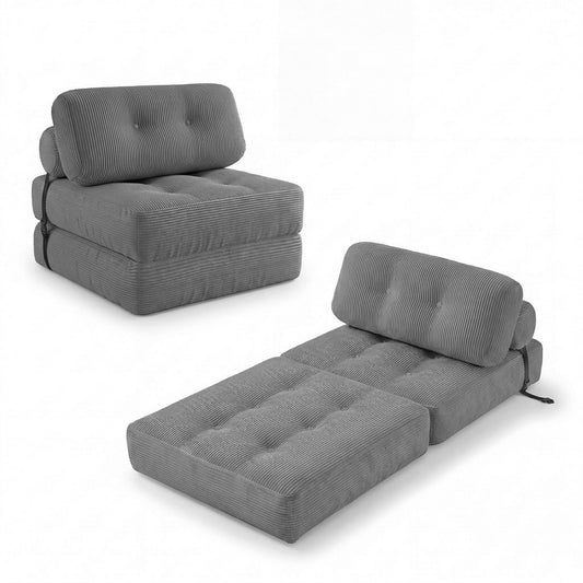 Giantex Convertible Folding Sofa Bed, Fold Out Sleeper Chair, Floor Sofa for Bedroom, Gray