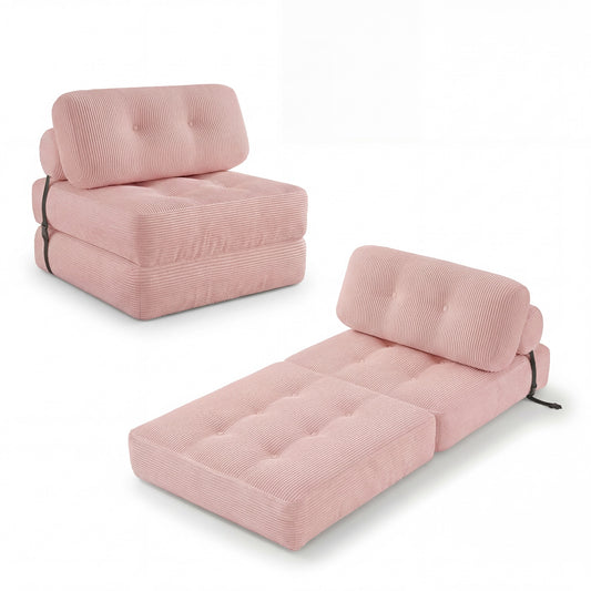 Giantex Convertible Folding Sofa Bed, Fold Out Sleeper Chair, Floor Sofa for Bedroom, Pink
