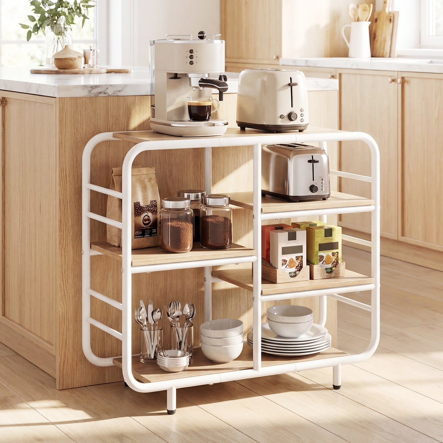 Giantex  Bookshelf, 5-Tier Storage Organizer, Freestanding Storage Shelving Unit