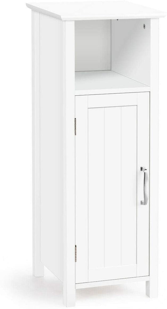 Giantex Bathroom Floor Cabinet, Free Standing Side Storage Cabinet with Single Door & Adjustable Inner Shelf, Equipped with Anti-toppling Fitting, 12 x 12 x 31.5 inches (White)