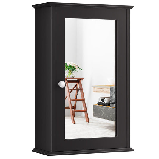 Giantex Bathroom Medicine Cabinet with Mirror, Wall Mounted Storage Cabinet with Single Mirrored Door and Adjustable Shelf for Bathroom, Living Room or Entryway, 13.5 x 6 x 21 inches