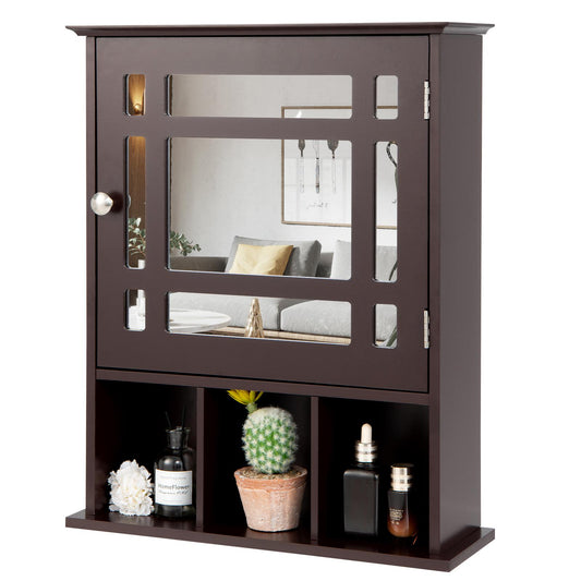 Giantex Bathroom Medicine Cabinet with Mirror, Wall Mounted Hanging Storage Organizer with Adjustable Shelf, Mirrored Storage Cabinet for Indoor Bathroom