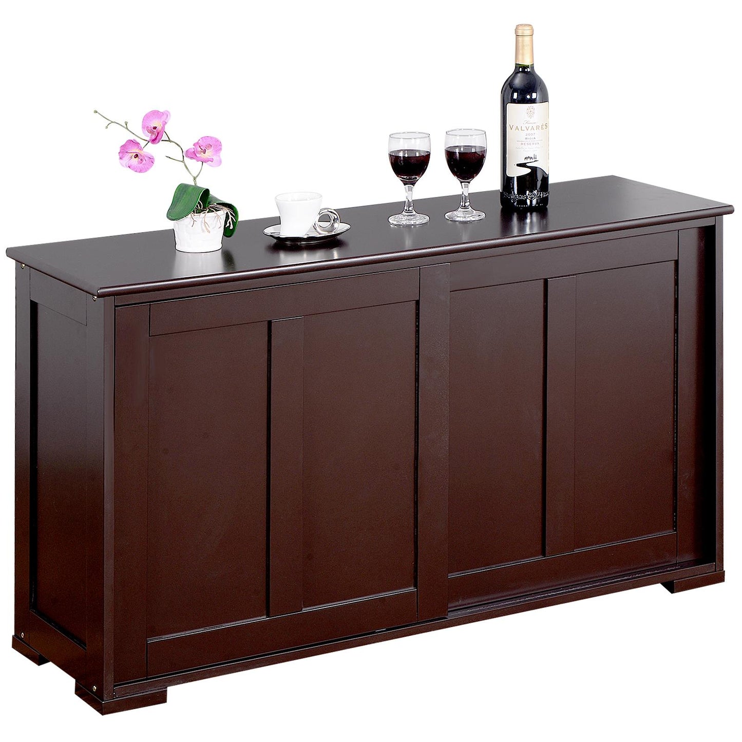 Giantex Kitchen Cabinet, Storage Sideboard, Stackable Buffet Cabinet w/Antique Look, 2 Sliding Door, Bar Cabinet for Kitchen, Dining Room (Brown)