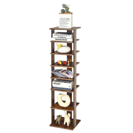 Giantex 7 Tiers Vertical Shoe Rack, Entryway Slim Wooden Shoes Racks, Skinny Shoe Organizer, Space Saving Shoes Storage Stand for Front Door