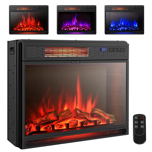 25" Electric Fireplace, Wall Recessed Electric Heater w/Remote Control, Touch Screen, Timer, 900/1350W Heater Insert - 3 Flame Colors & 4 Brightness, Freestanding Fireplace for Home Office