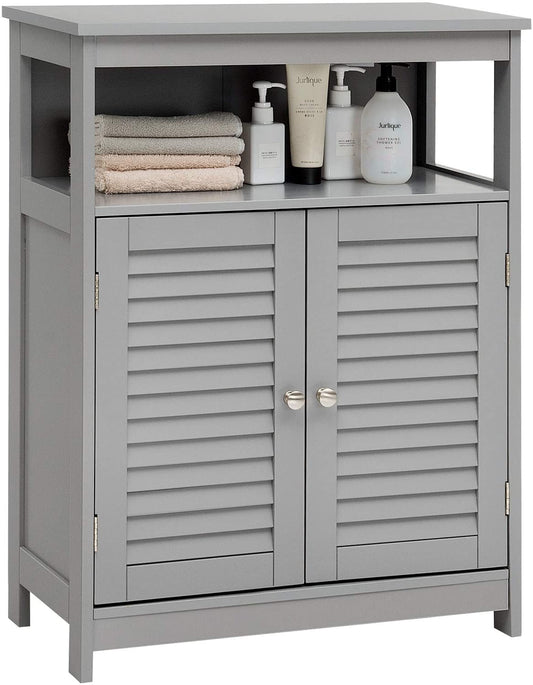 Giantex Bathroom Floor Storage Cabinet, Multifunctional Free Standing Storage Cabinet with Double Shutter Doors and Adjustable Shelf for Bathroom, Living Room, Corridor, 23.5 x 12 x 31.5 inches